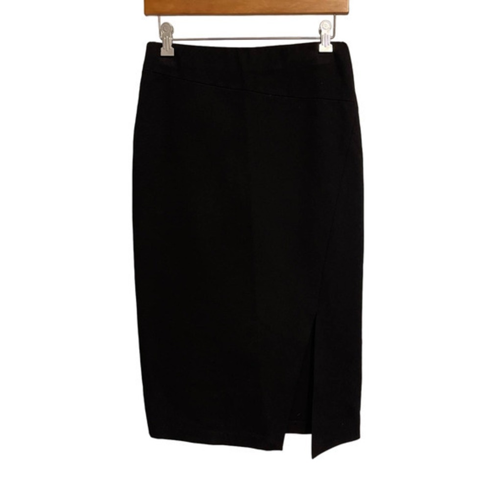 Vince Camuto Black Side Slit Pencil Skirt XS Asymmetrical Seam Midi Skirt